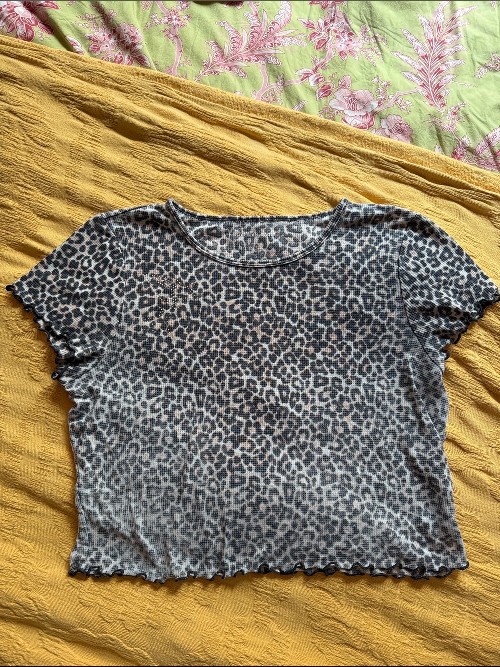 American Eagle xl Cropped Leopard Print Burnout Crop Top Shooting Star Hotfix